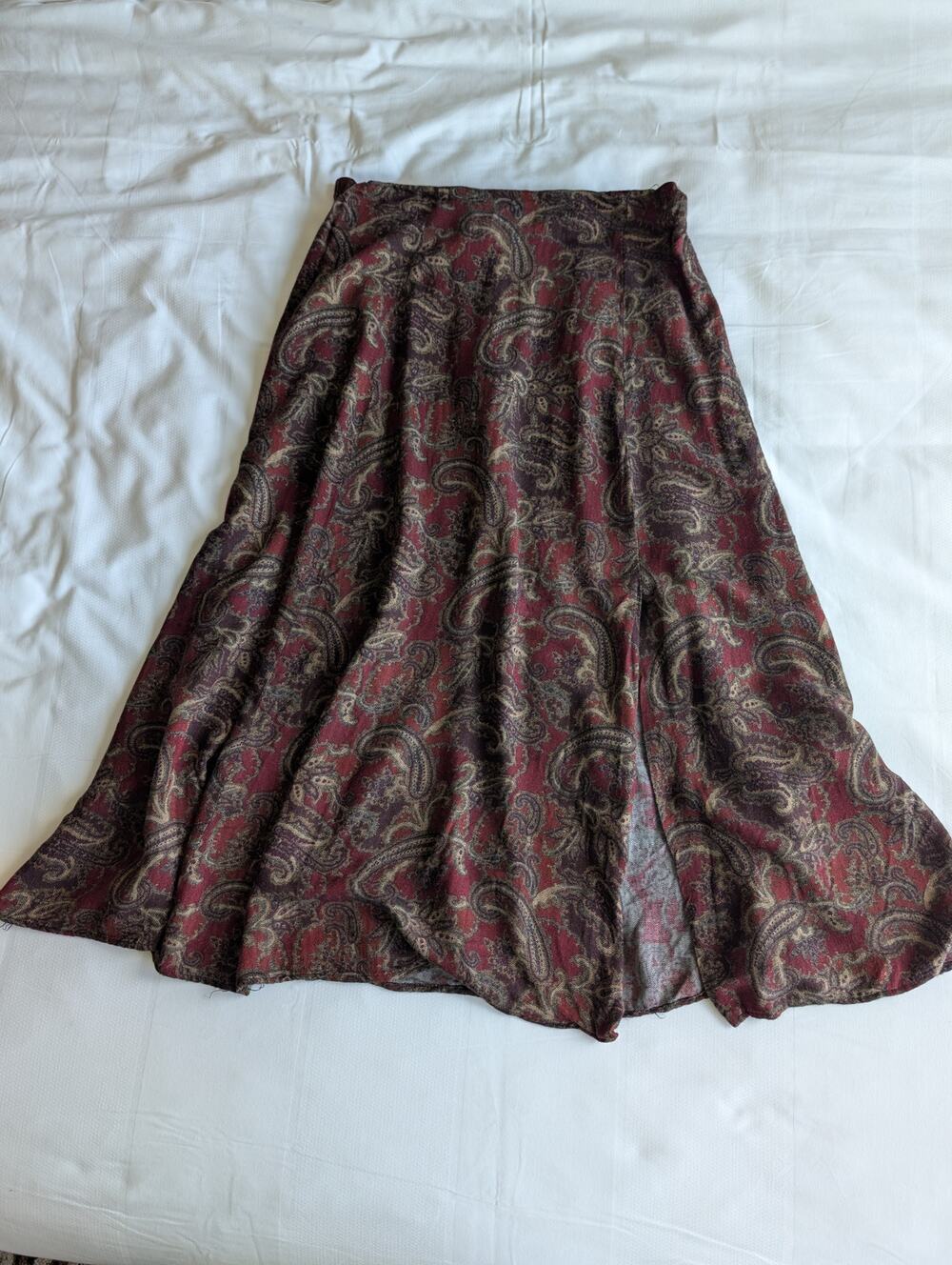 VTG 90s First Option Too Paisley Chevron Midi Skirt Slit Plus 1X